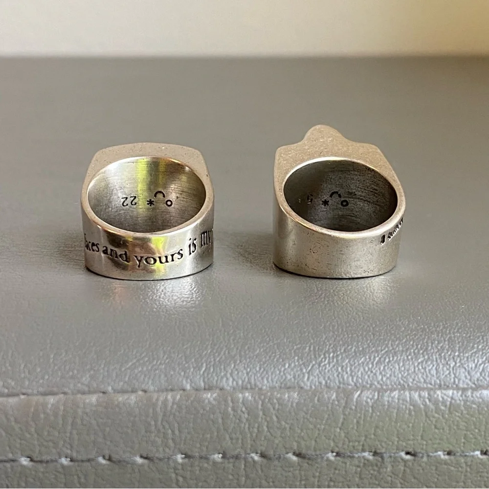 Sterling Silver Sculpted Face Ring - Silver